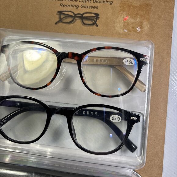 Rae Dunn 2 Pair Blue Light Blocking Reading Glasses & 1 Case ~ Brown & Clear - Picture 7 of 13